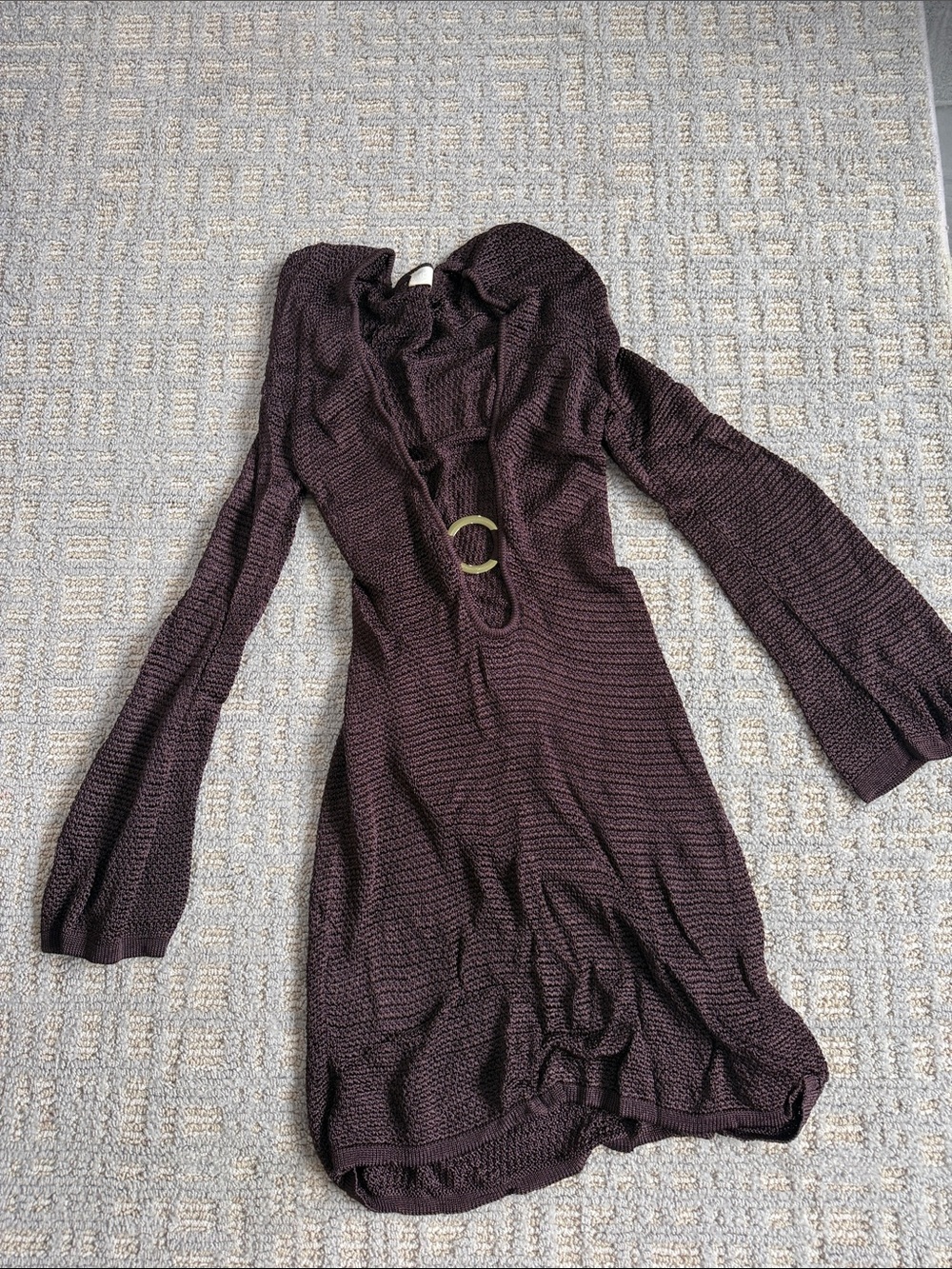 Monday Swimwear Long-Sleeve Knit Dress in Deep Plum